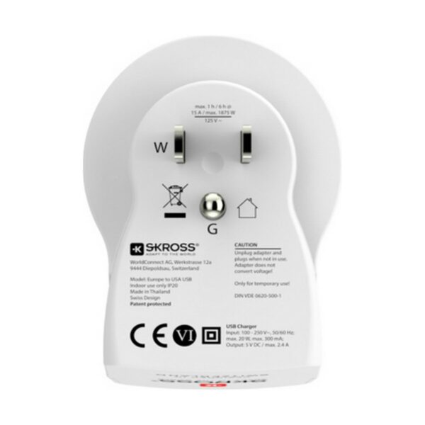 Current Adaptor Skross 1500281 USB x 2 European United States - Image 4