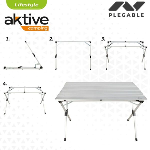 Folding Table Aktive Silver Aluminium 110 x 70 x 70 cm (4 Units) - Image 4