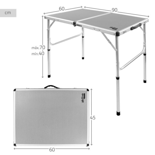Folding Table Aktive Camping Grey 90 x 70 x 60 cm (2 Units) - Image 5