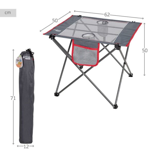 Folding Table Aktive Camping Grey 62 x 50 x 50 cm (2 Units) - Image 5
