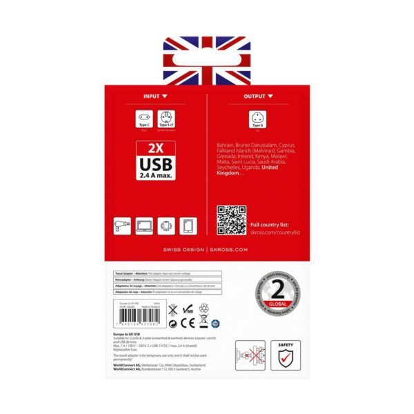 Current Adaptor Skross 1500280 USB x 2 European United Kingdom - Image 6